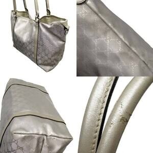 Gucci Shoulder GG Imprime Champagne Tote Gold Bag Leather